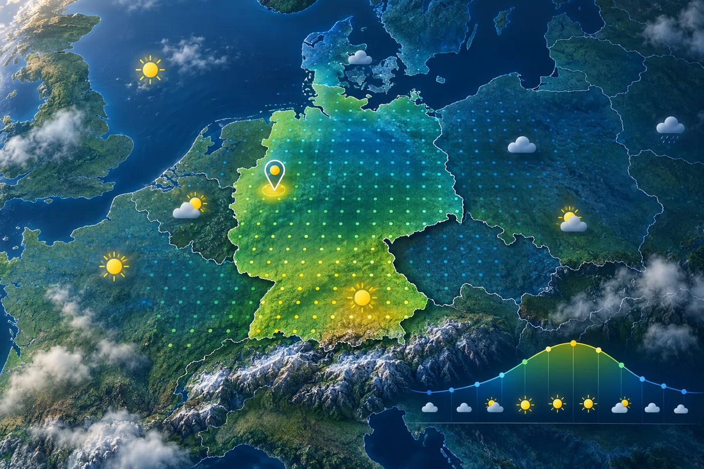Illustration standortbezogener Klimadaten für Deutschland